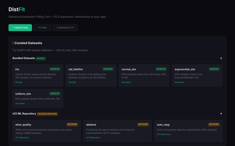 DistFit distribution fitting screenshot